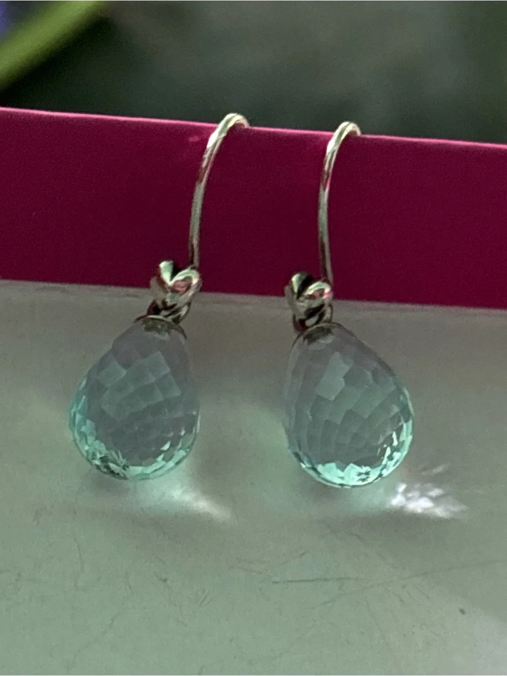 Pandora Blue Faceted Teardrop Drop Earrings